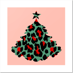 LEOPARD TREE CHRISTMAS Posters and Art